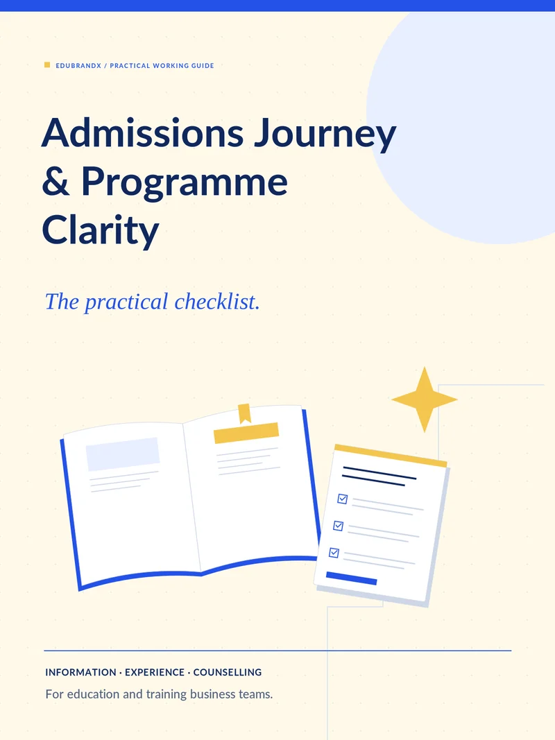 Cover: Admissions journey & programme clarity — the practical checklist